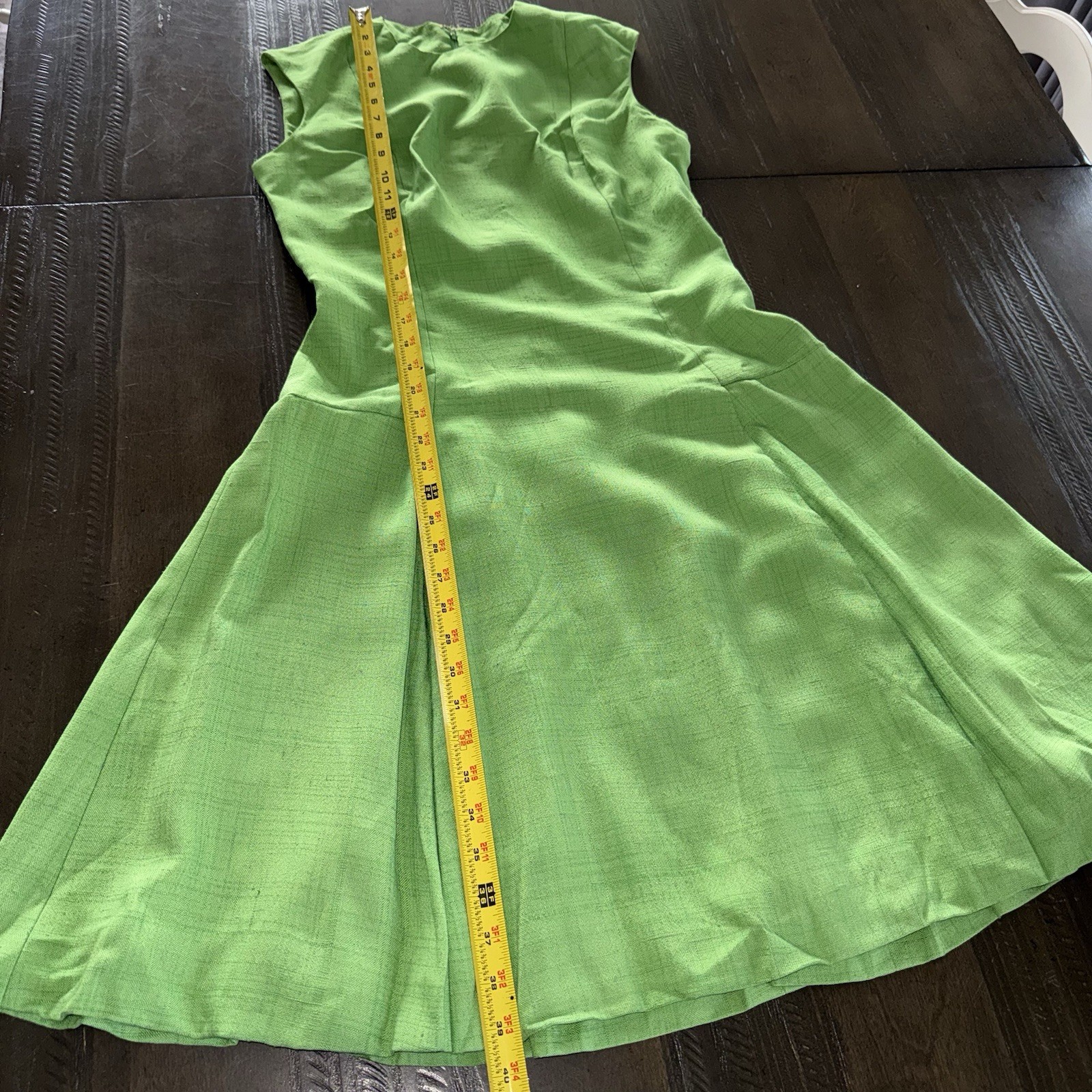 Vintage 1960s House Of Brunel Princess Dress Lime Green Linen ILGWU Mod MCM✅desc