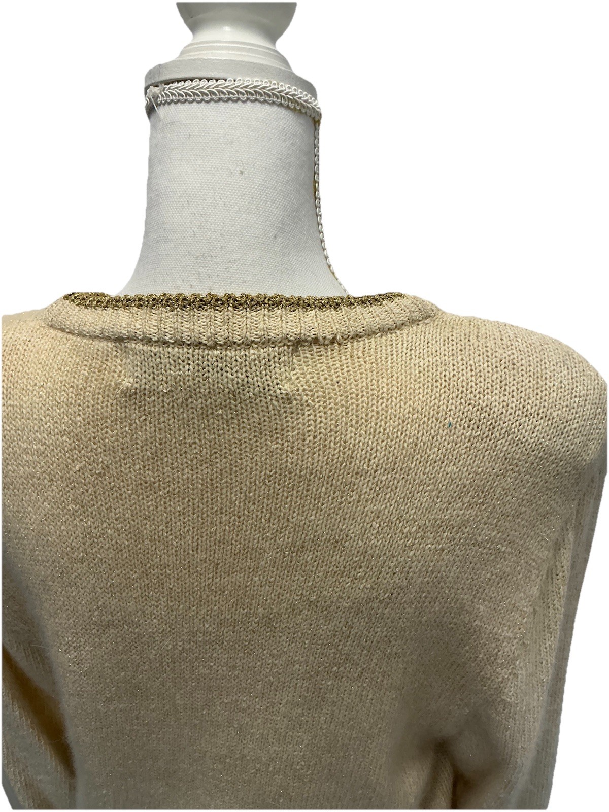 Vintage Vanna White R&K Originals Sweater Knit Blouson Dress Size M Champagne