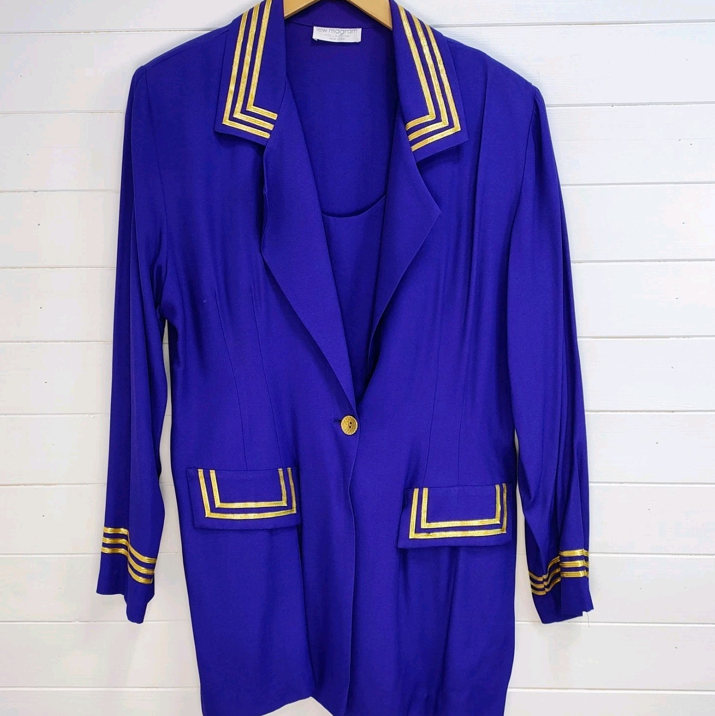 VTG 80s Lew Magram Women’s Purple W/ Gold Blazer Size L/XL ? Fresh Prince Style