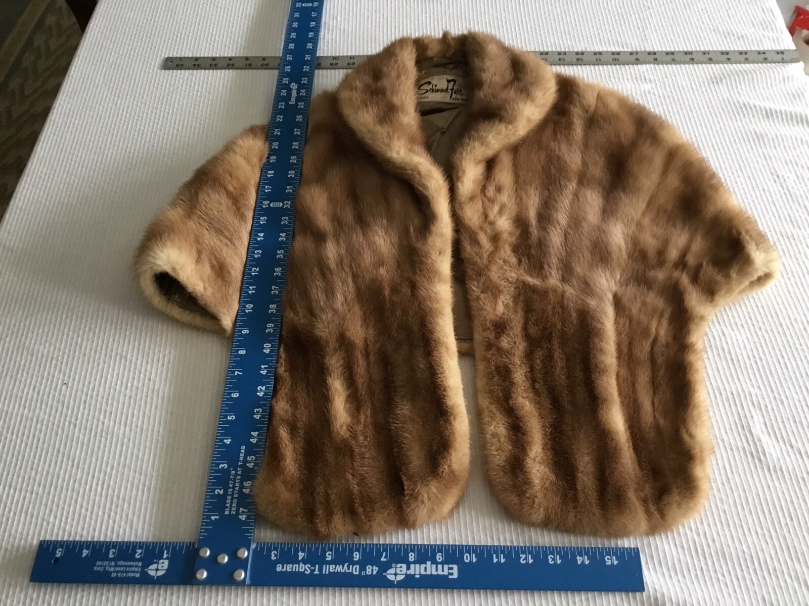 Vintage Mink Stole tan Schimmel Furs St. Louis Union Made 1955 Pockets Initials