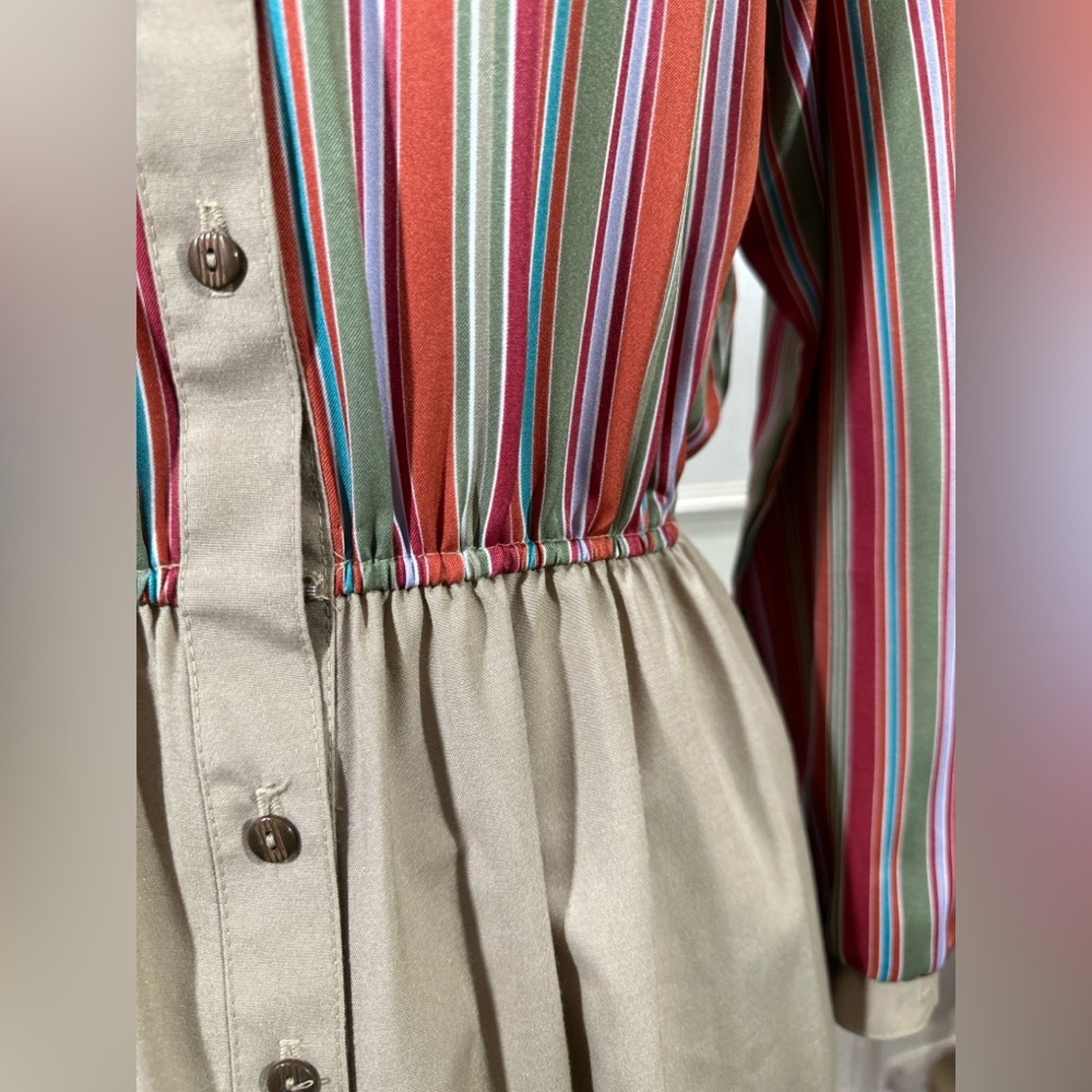 Vintage Anjac by Jack Needleman Striped Button-Front Dress (See Measurements)
