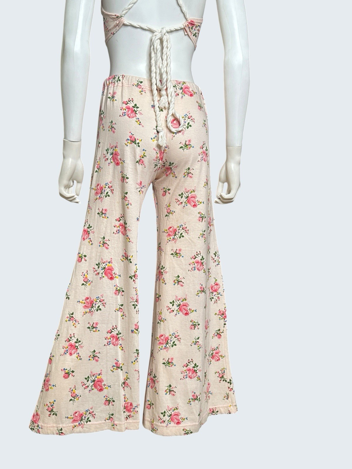 Iconic 1970s Alley Cat by Betsey Johnson Floral Crop Top & Bell Bottom Set S-M