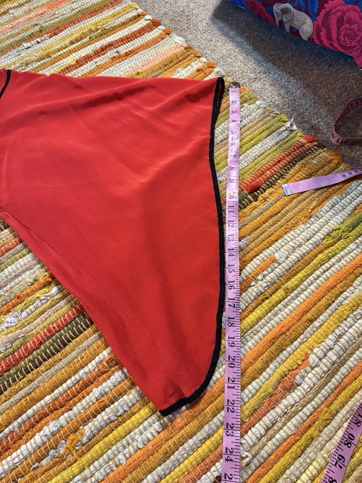 Vtg British Hong Kong Red Silk Dress Kimono Sleeves Caftan Goddess Pull On S XS