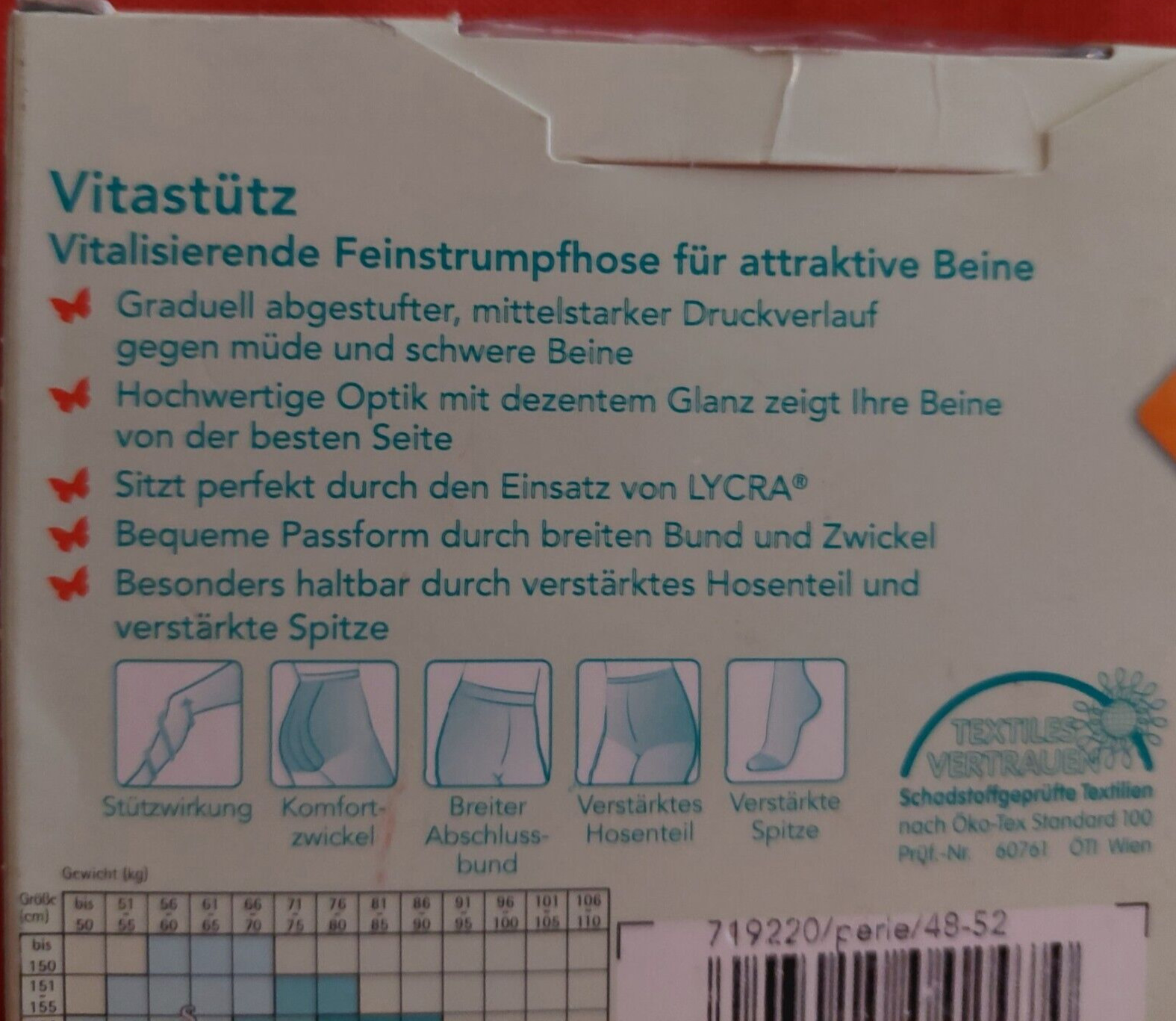 Vintage Pantyhose Vitastutz Komfortgrobe Nur Die Size 48-52 Color Perle BBROS3