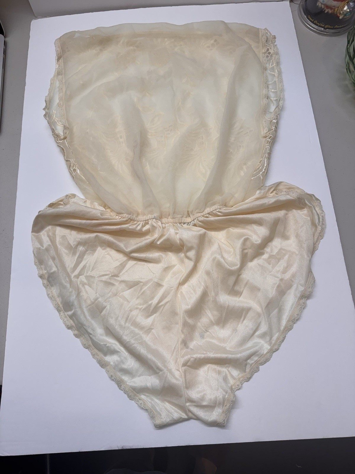 Vtg Joie De Vie Night ‘n Day Intimates Lace Nylon Bodysuit Cami Romper USA SZ S