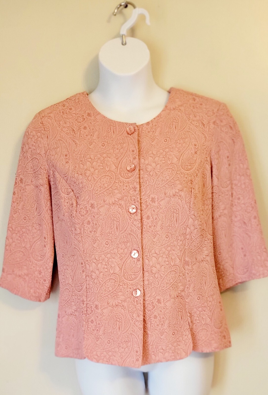 Vintage Another Thyme Dusty Rose Paisley Brocade Jacket Blazer 16