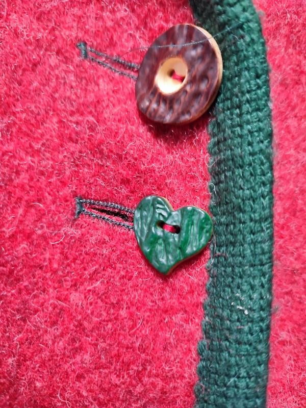 Vintage Austrian Wool Cardigan Jacket / Tyrolean Style / Red Alpine Knit / Size