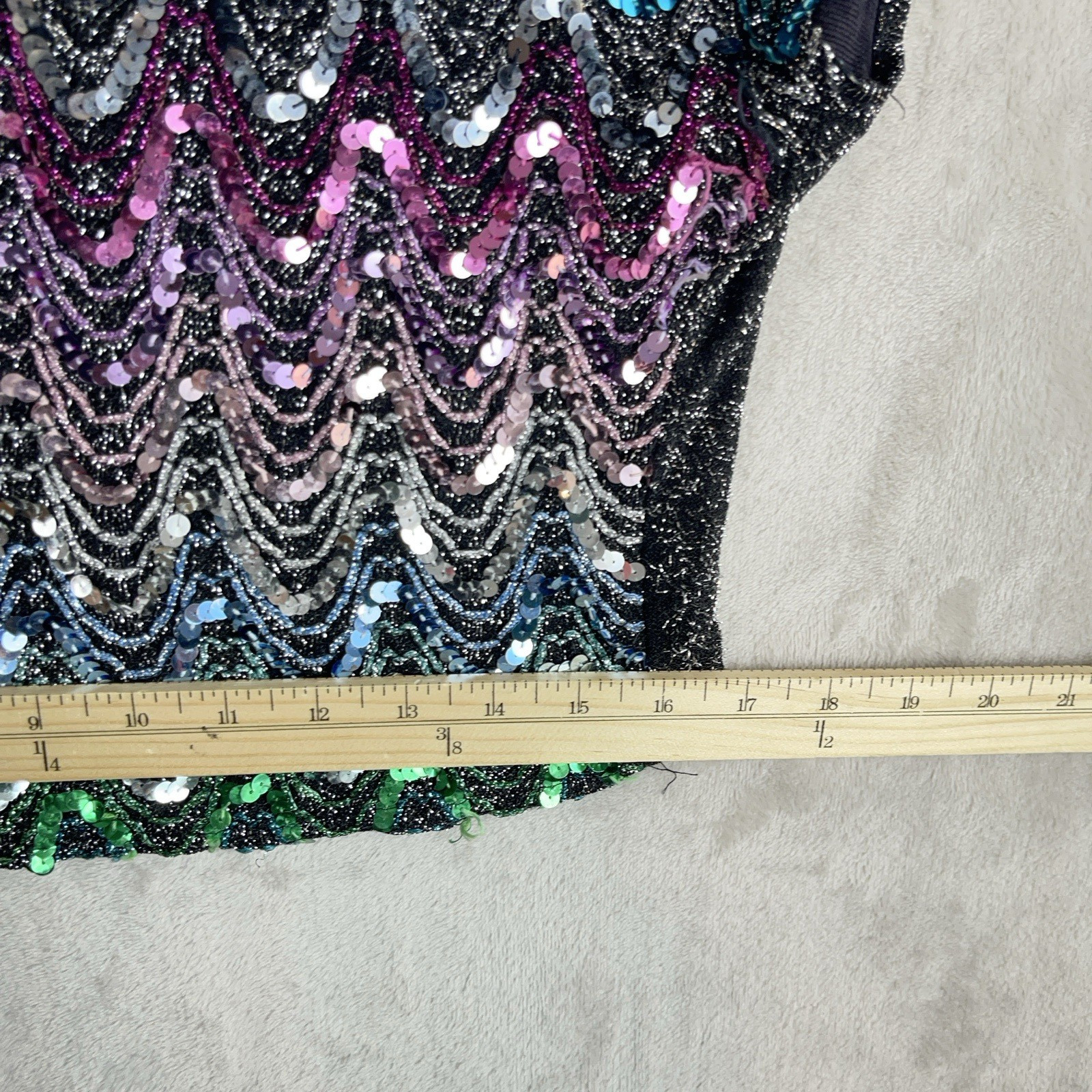 Vintage 70s Rio Rainbow Sequin Blouse Disco Sequin S/M Studio 54 Union Made