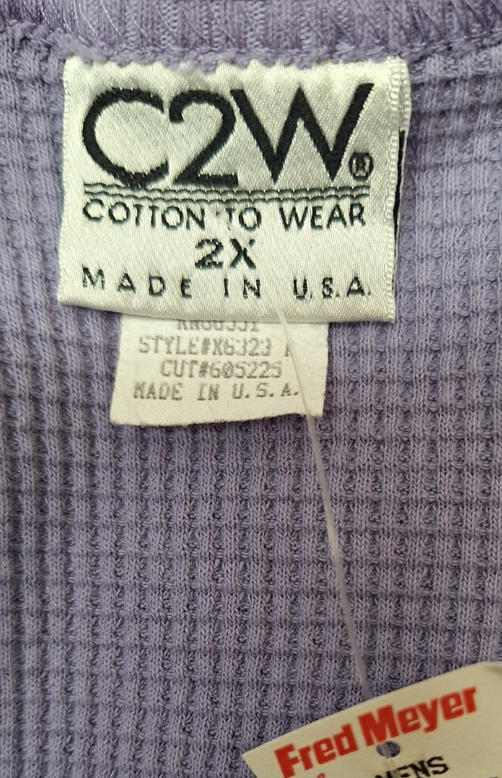 Vtg 90s C2W Cotton To Wear Woman’s Size 2X Purple Long Sleeve Stretch Dress