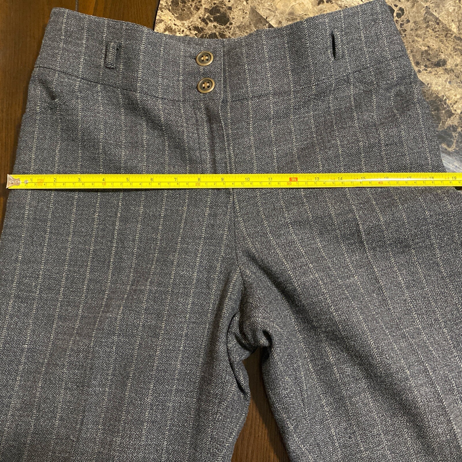 VTG Classic Tailored Pants Wide Leg Wool Sparkle Grey Pin Stripe SZ 10/12 Lined