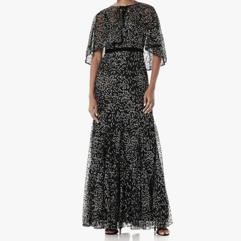 Adrianna Papell Glitter Evening Gown with Cape