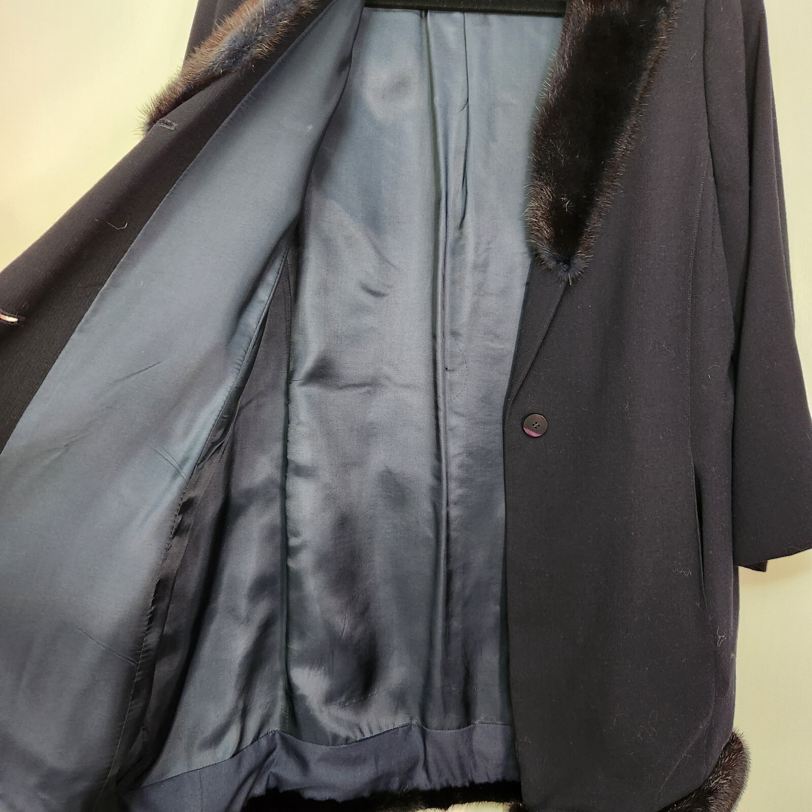 GianFranco Ferre 1980s Vintage Black Long Wool Dress Coat w Fur Trim ALTERED M/L