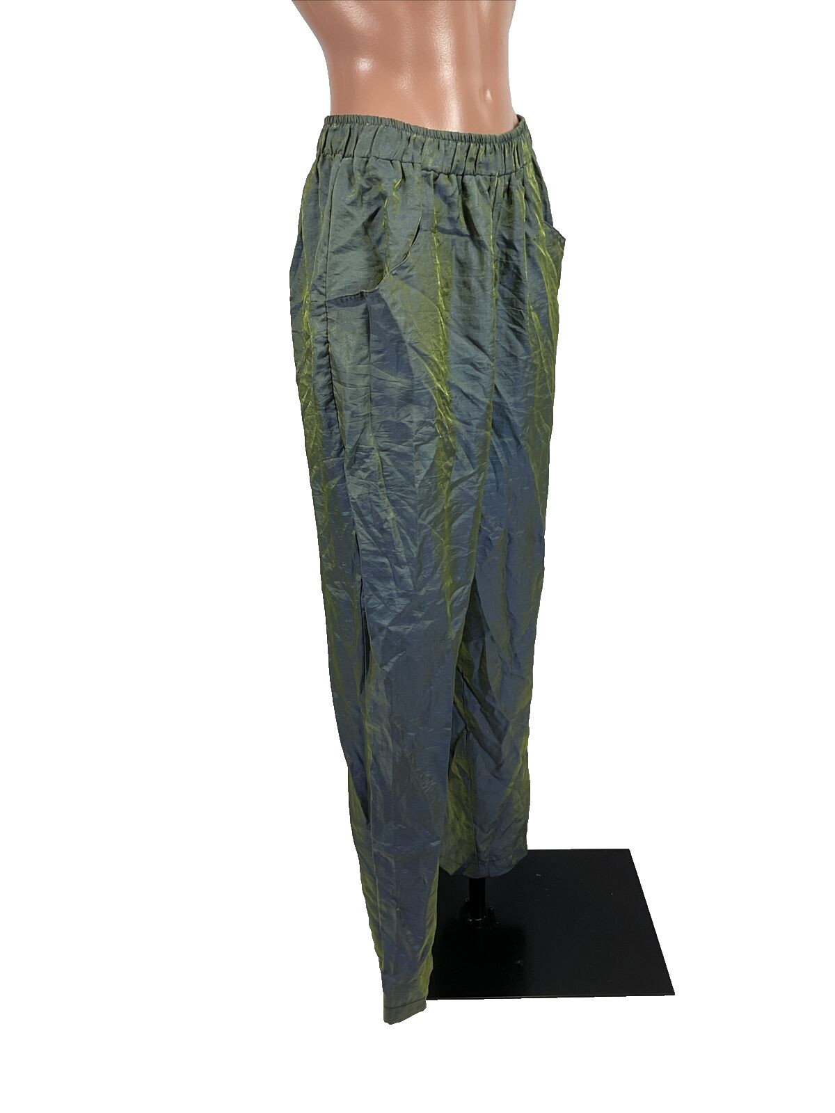 80s 90s Shiny iridescent Purple Green Tracksuit Jacket Pants Vintage L Striped