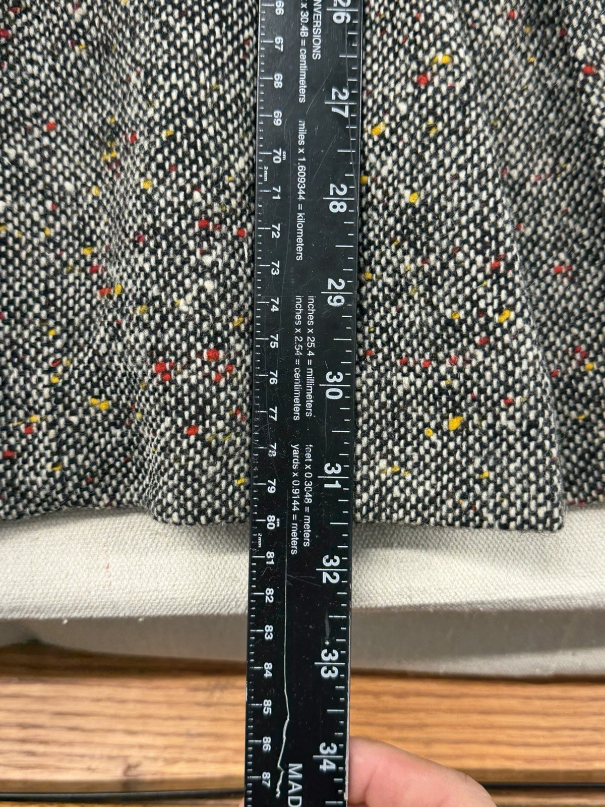 VTG 70s College Town Tweed Waistcoat Dress Pleated Jumper Core Academic XXS XS
