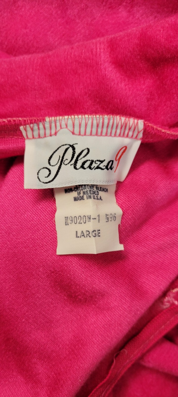 Vintage Plaza 9 Madison Avenue Hot Pink 3/4 Zip Robe House Coat Collar Bow Sz L