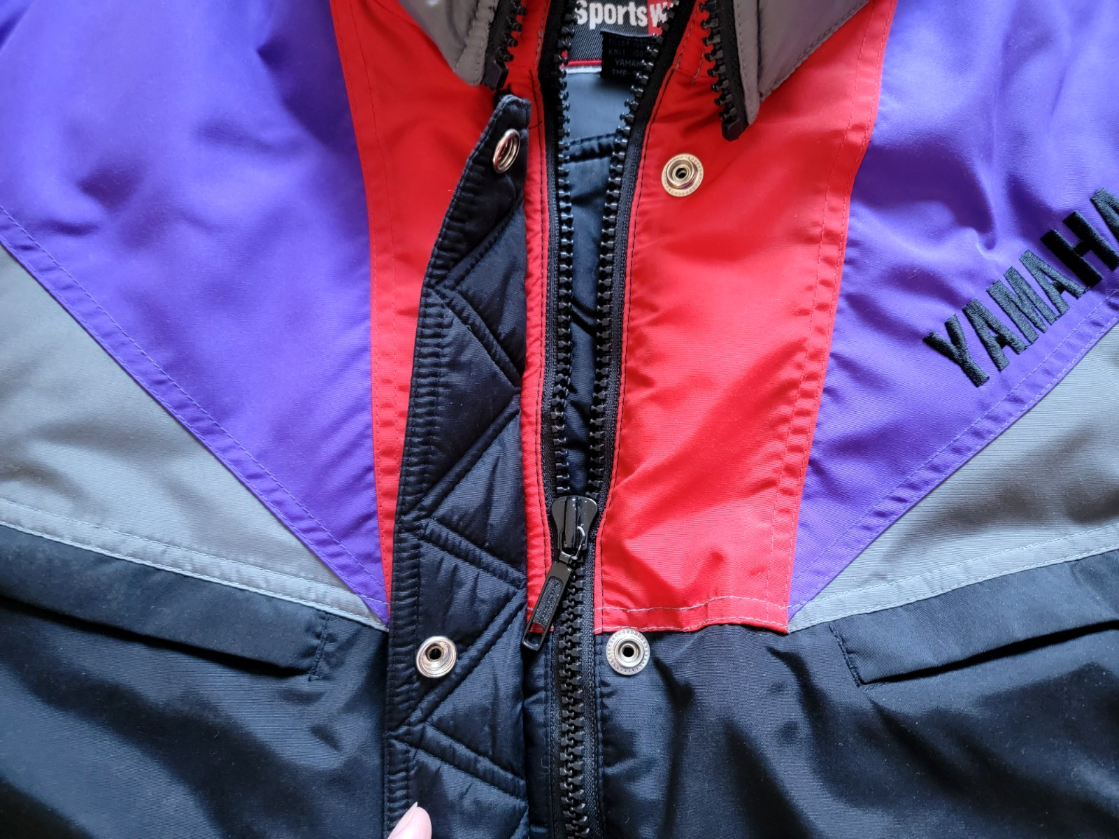 Vintage 90s YAMAHA Coat Jacket Black Purple Red Ladies XL Snowmobile SMB-94 Nice