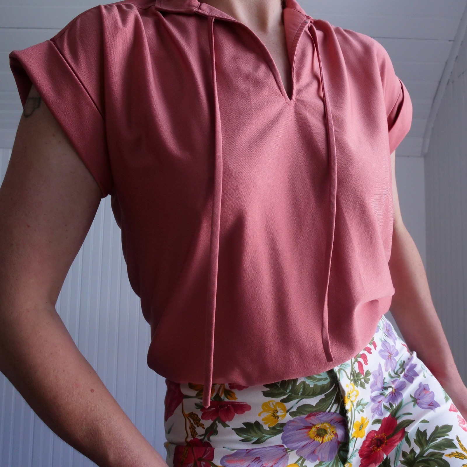 Vintage 1970s/80s Ship 'n Shore copper colored nylon crop top