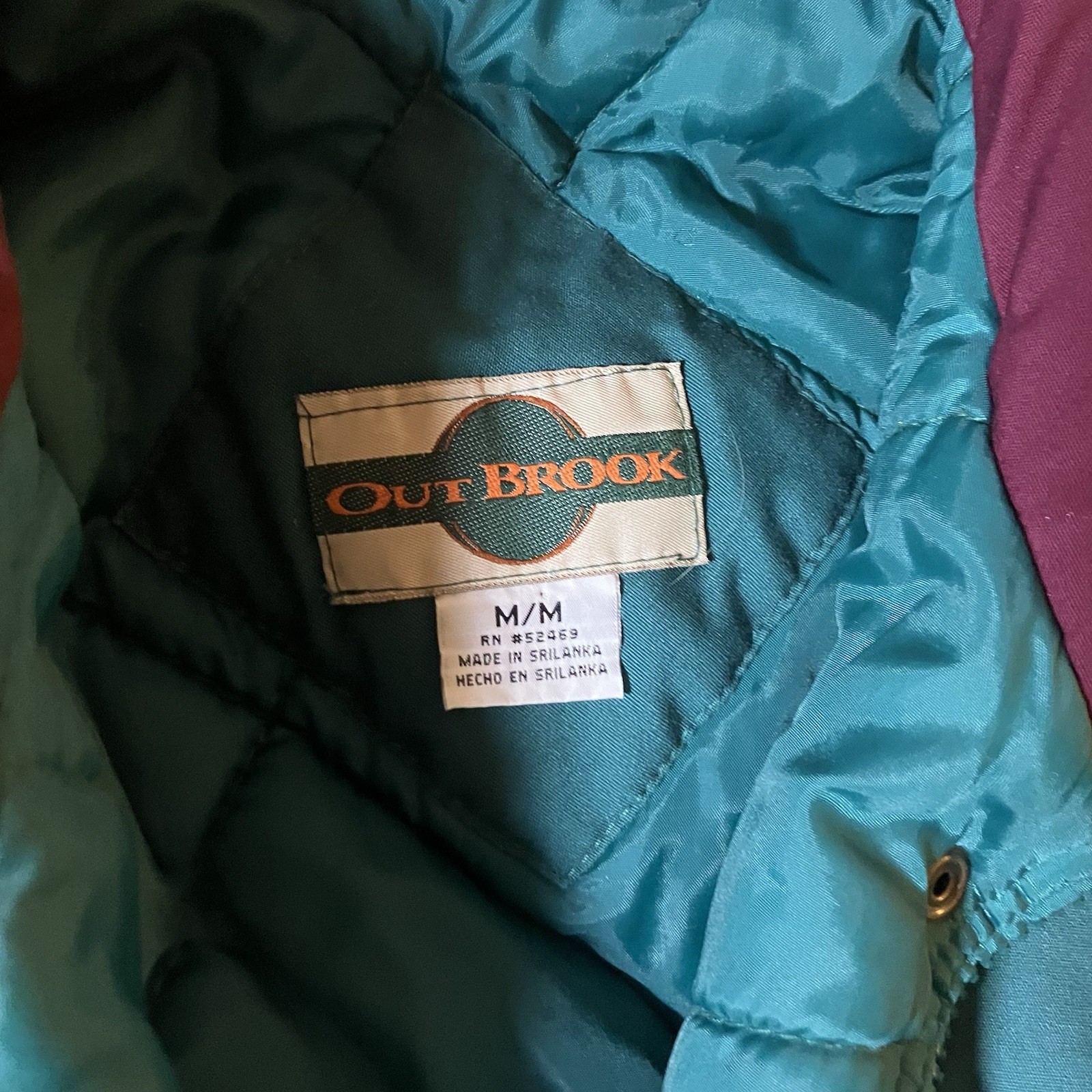 Vintage Out Brook Jacket Plaid Patches Teal Women’s Coat Size Medium