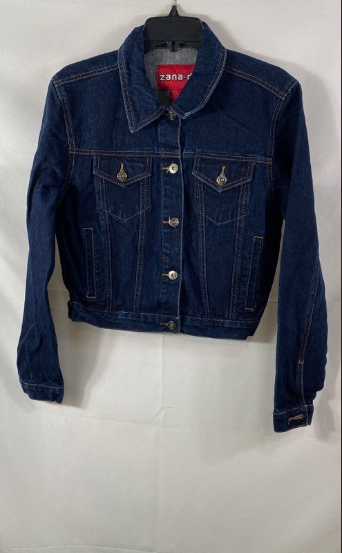 Zana Di Women’s Vintage 90s Y2K Dark Wash Blue Cropped Denim Jean Jacket Sz M