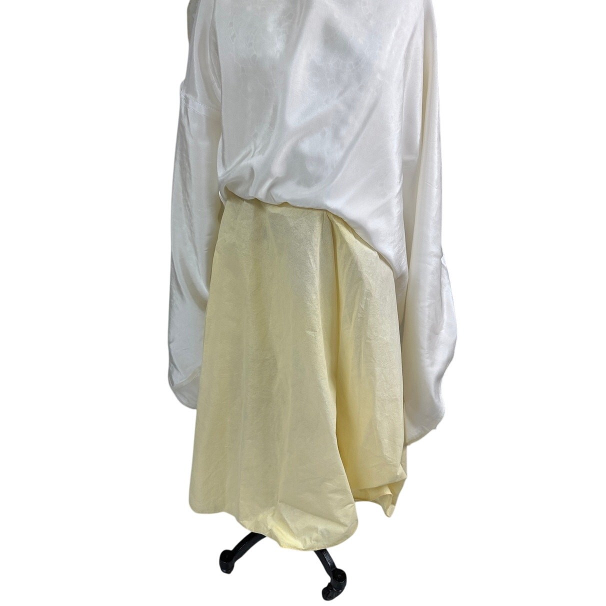Vintage 1950s Creamy White Organdy Fit & Flare Dress Wedding Gown XS S