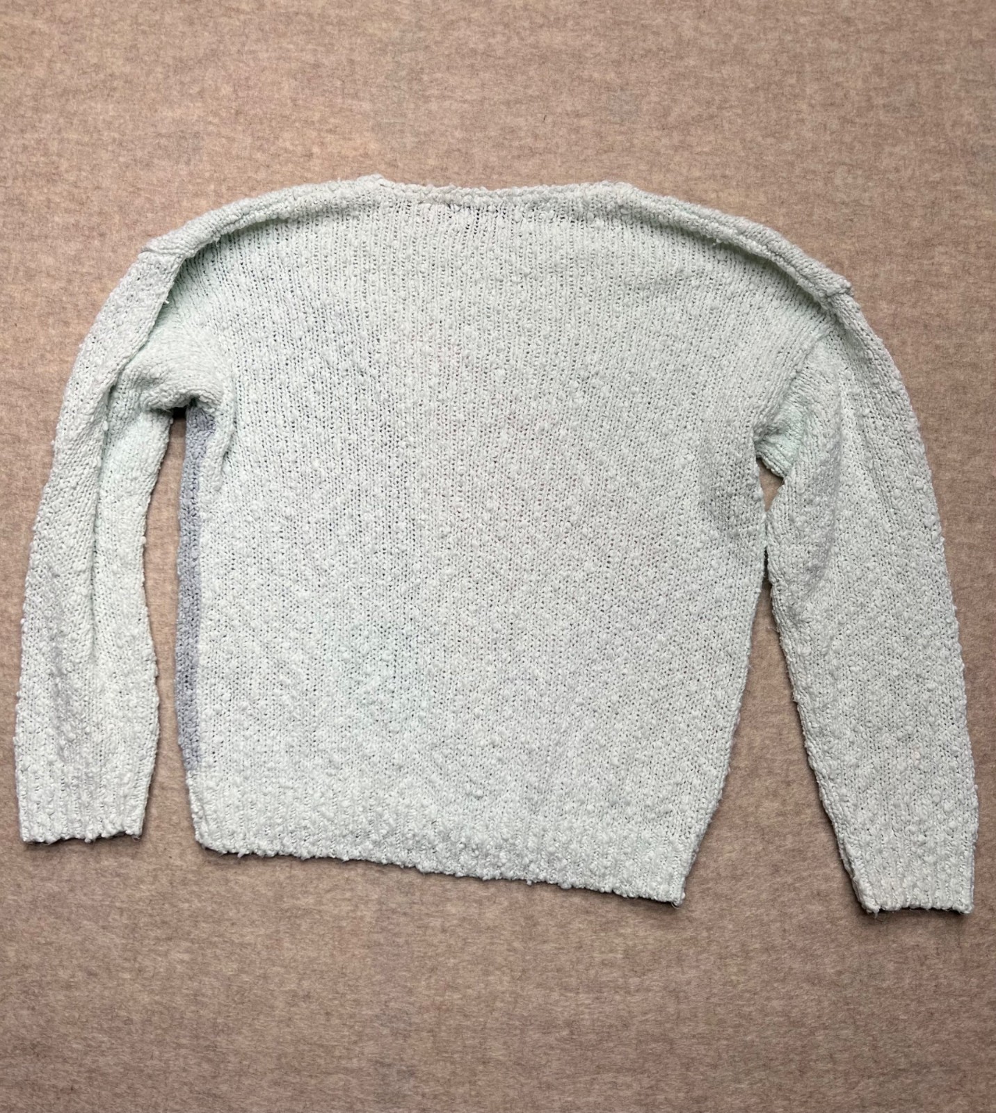Vintage Sweater Pastel Floral Applique Embroidery Beads 80s Blue Pink Med