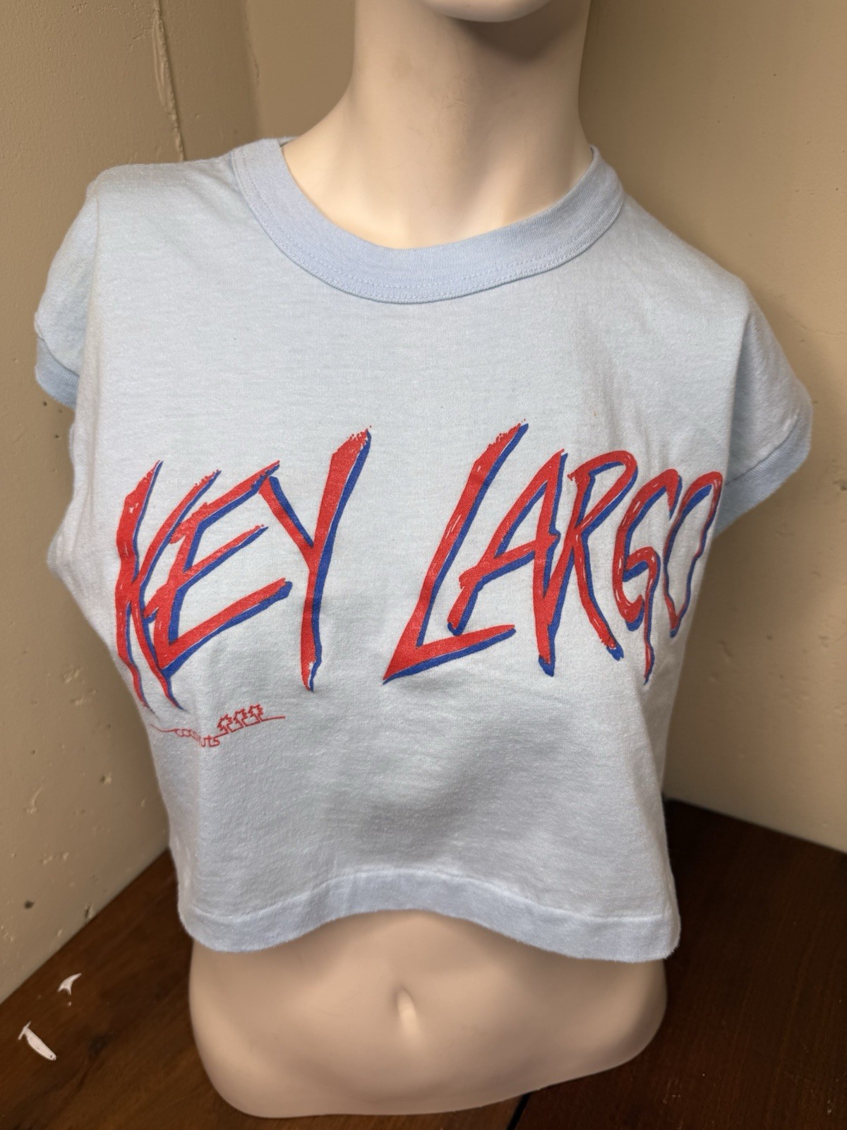 KEY LARGO COCONUTS VTG TSHIRT CROP TOP 80’s WEEKEND AT BERNIES SIZE L USA RARE