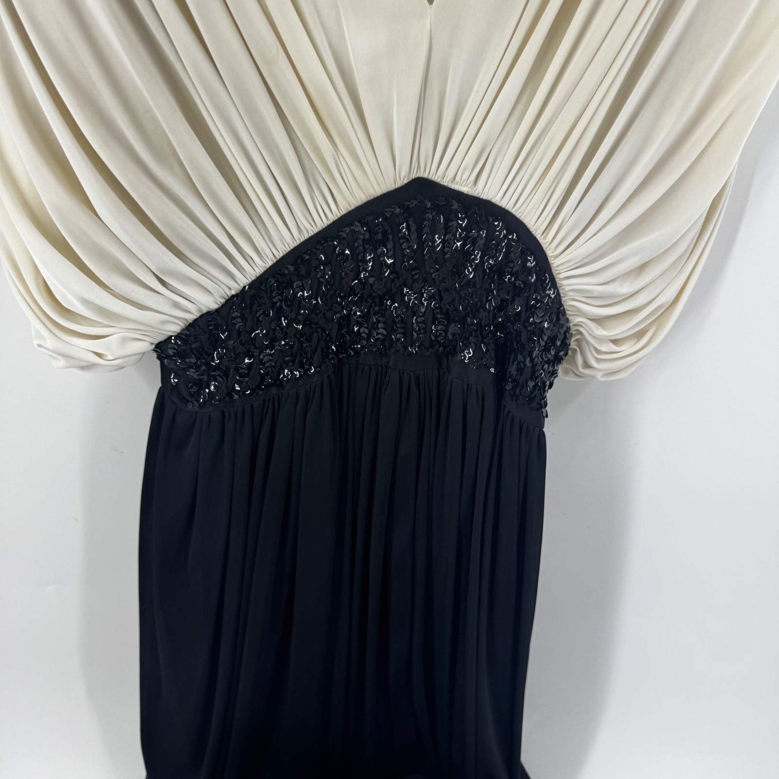 Lizzy & Johnny by Lucero Vintage Sequin Pleated Gown Black White Size 10 Formal