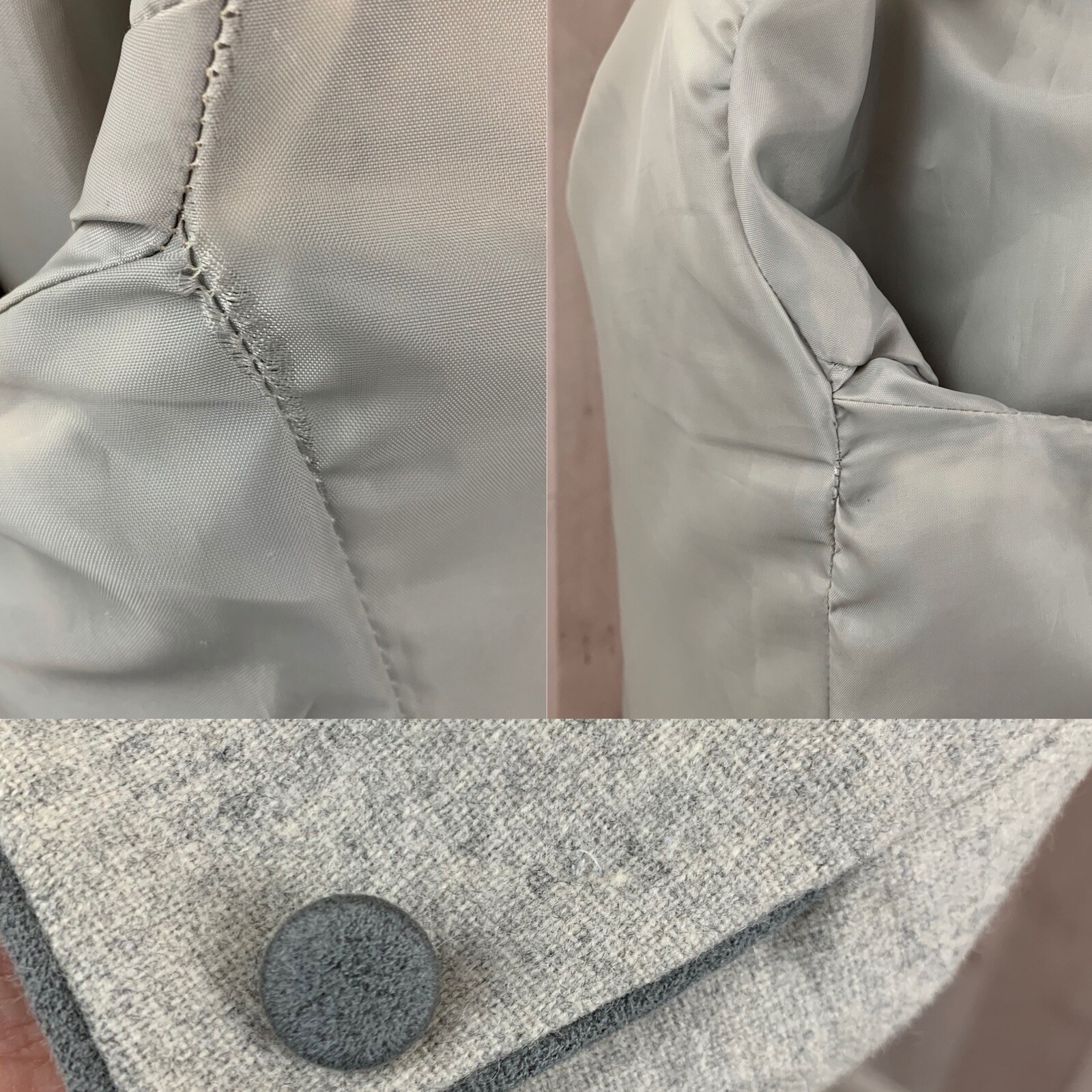 Vintage 1970s LILLI ANN Pale Gray Wool Jacket/Blazer/Coat Appliqué M/40Bust