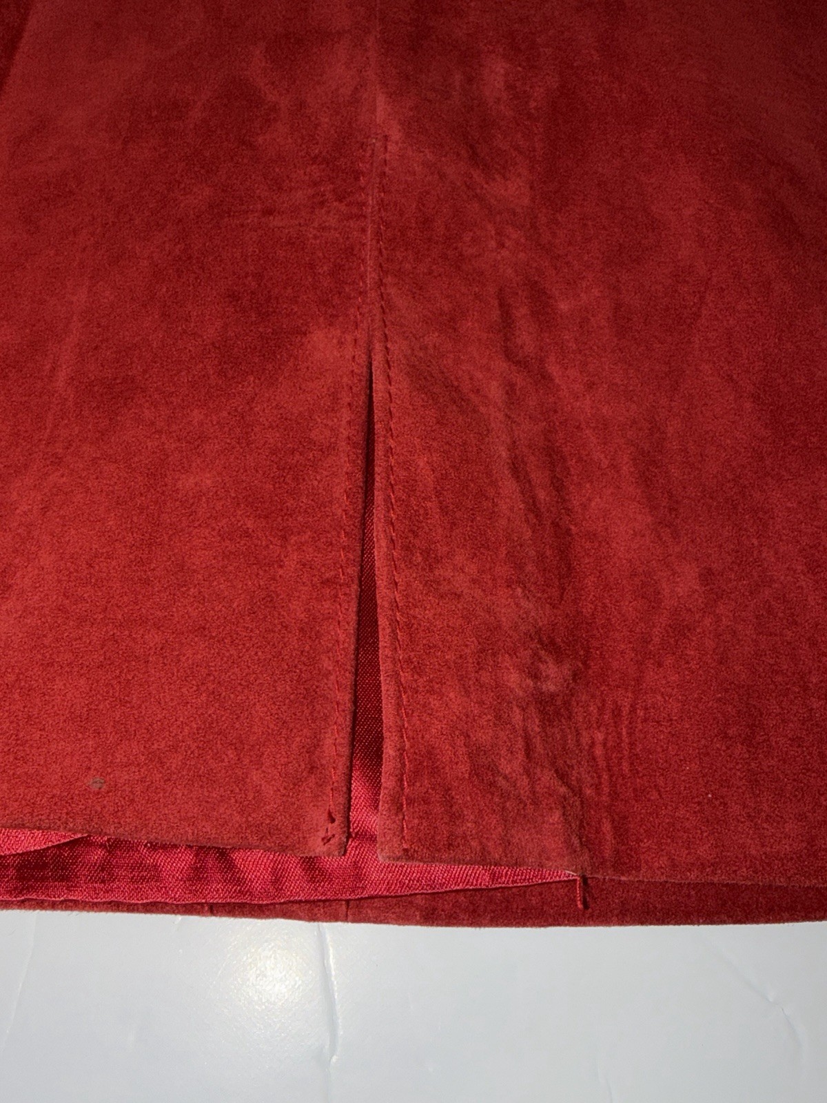 VTG 90’s Leather Ranch Red Mini Suede Cocktail Dress Padded Shoulders Sz 0 NWT