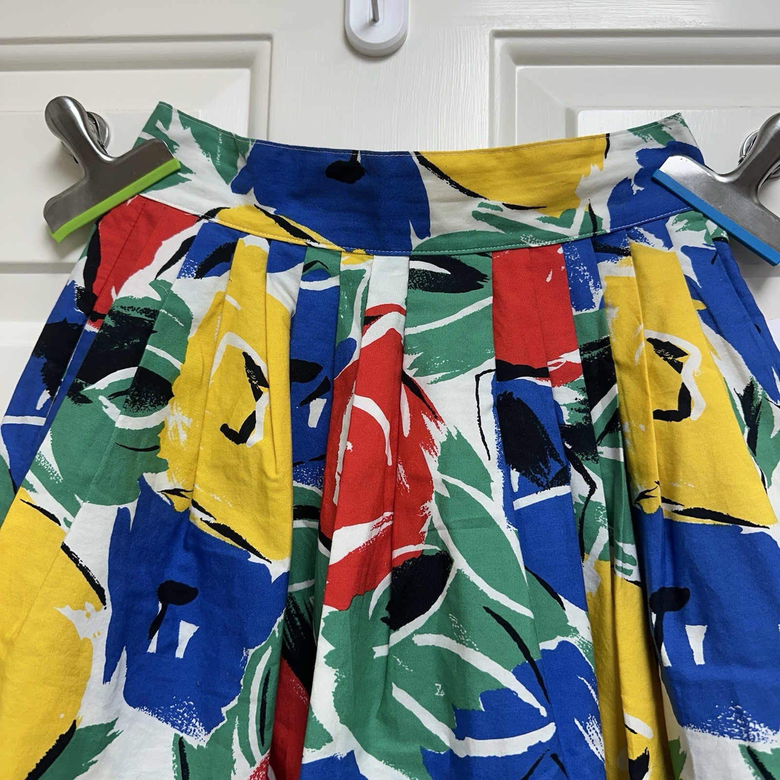 Vtg Bay Country Classics 100% Cotton Pleated Skirt Floral Tradwife Artsy POCKETS