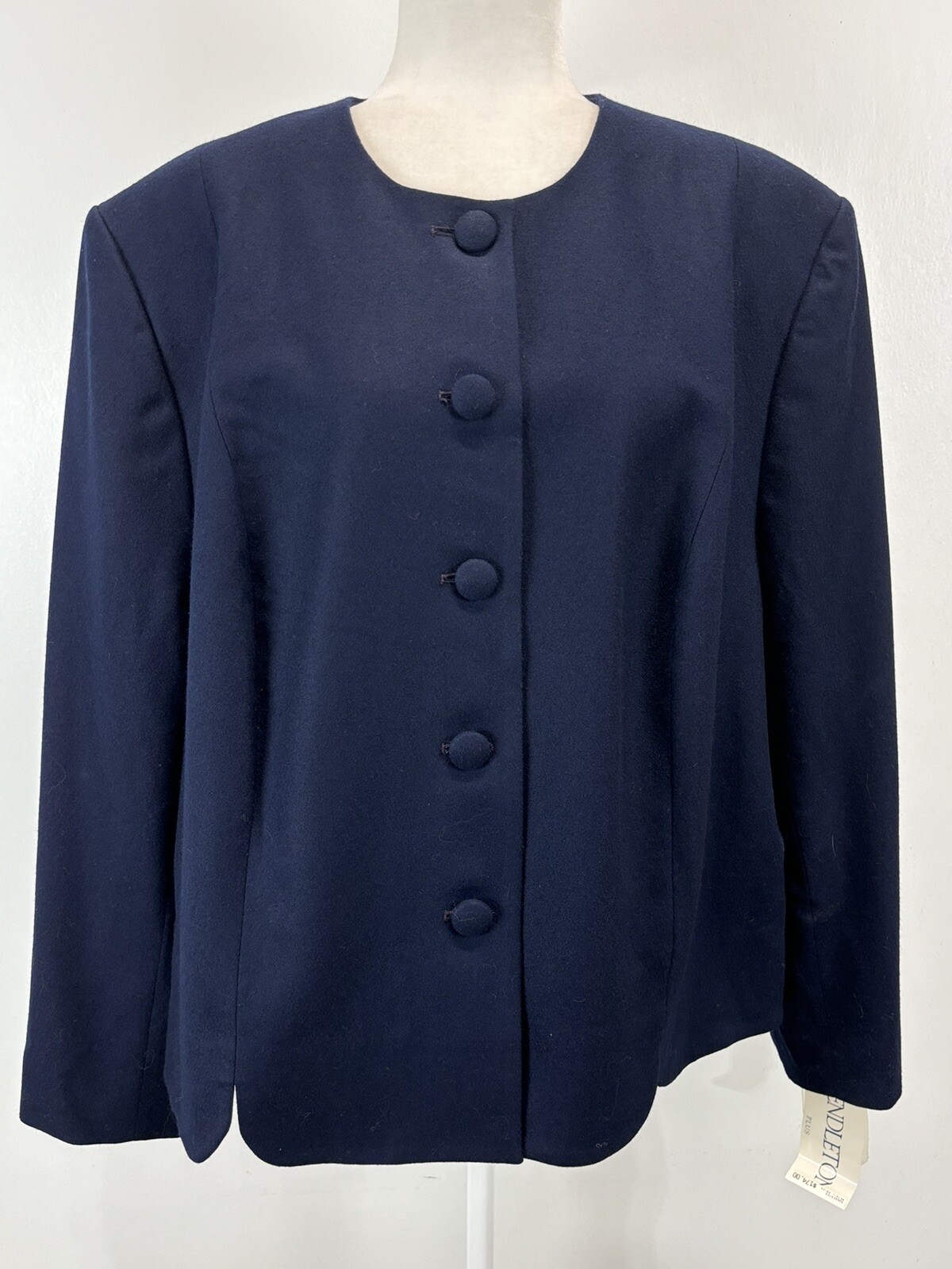 NEW! Vtg Pendleton Blazer Jacket Sz 24W Plus Women’s Navy Full Button Career Woo