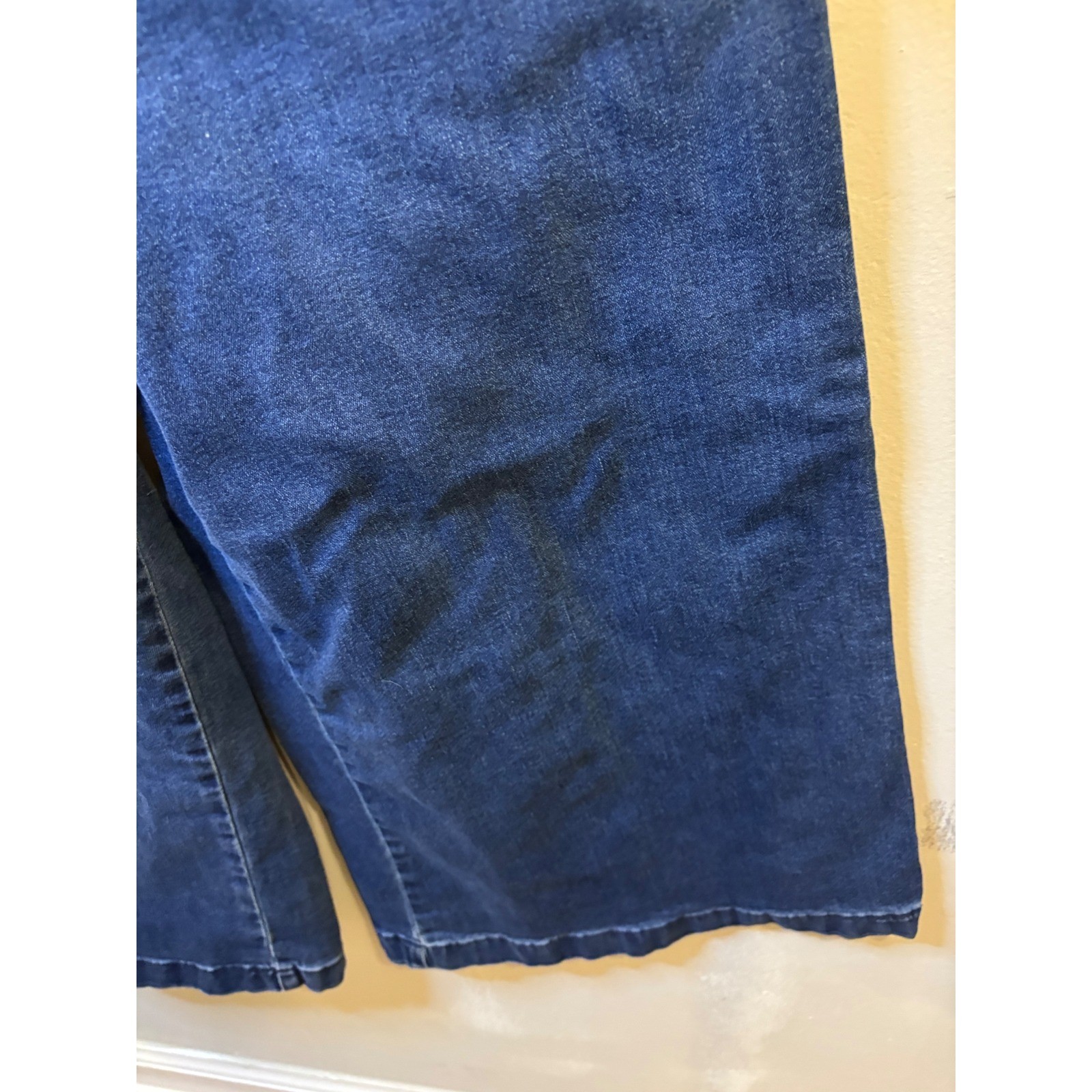 VTG Ashley Stewart Stretch Denim Jumpsuit 14 Culotte Cropped