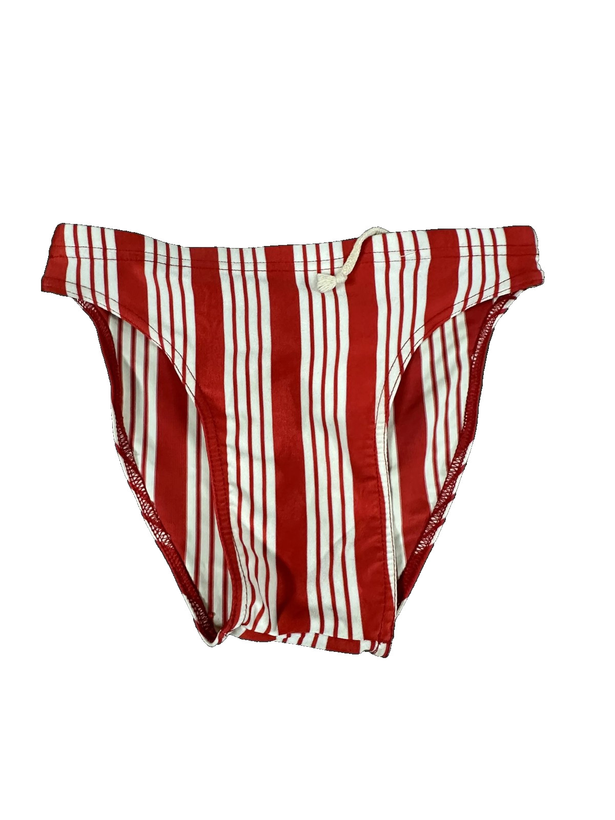 Vtg Sun Blocks Mens Sz S Swim Briefs Red White Striped Swimsuit NWT USA 9D50-51