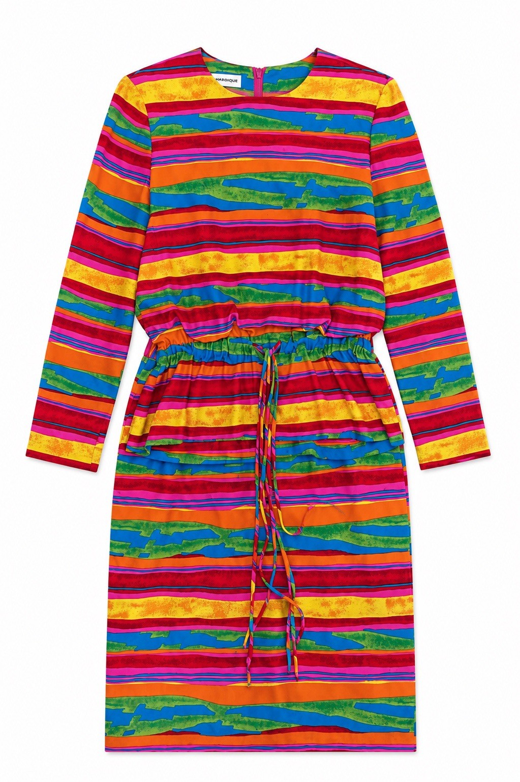 Vtg 1980s Nippon Over The Top Colorful Rainbow Peplum Silk 2 Piece Dress Suit 8