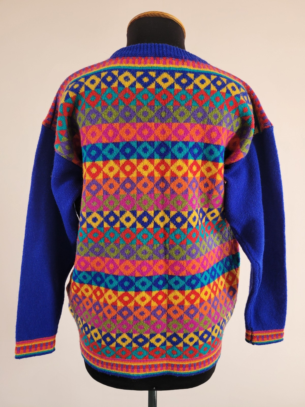 Vintage Tulchan Wool Bright Patchwork Jumper XL