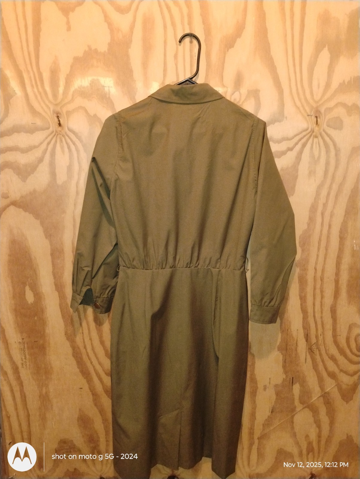Vintage 1960s Nardis of Dallas Olive Green Shirt Dress Military Style