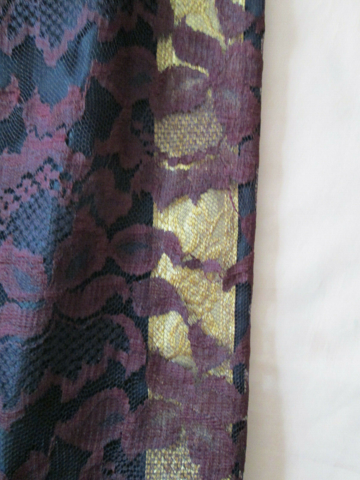 Vintage JUMPSUIT Black Lace METALLIC GOLD Shimmer detailing Melinda of Calif