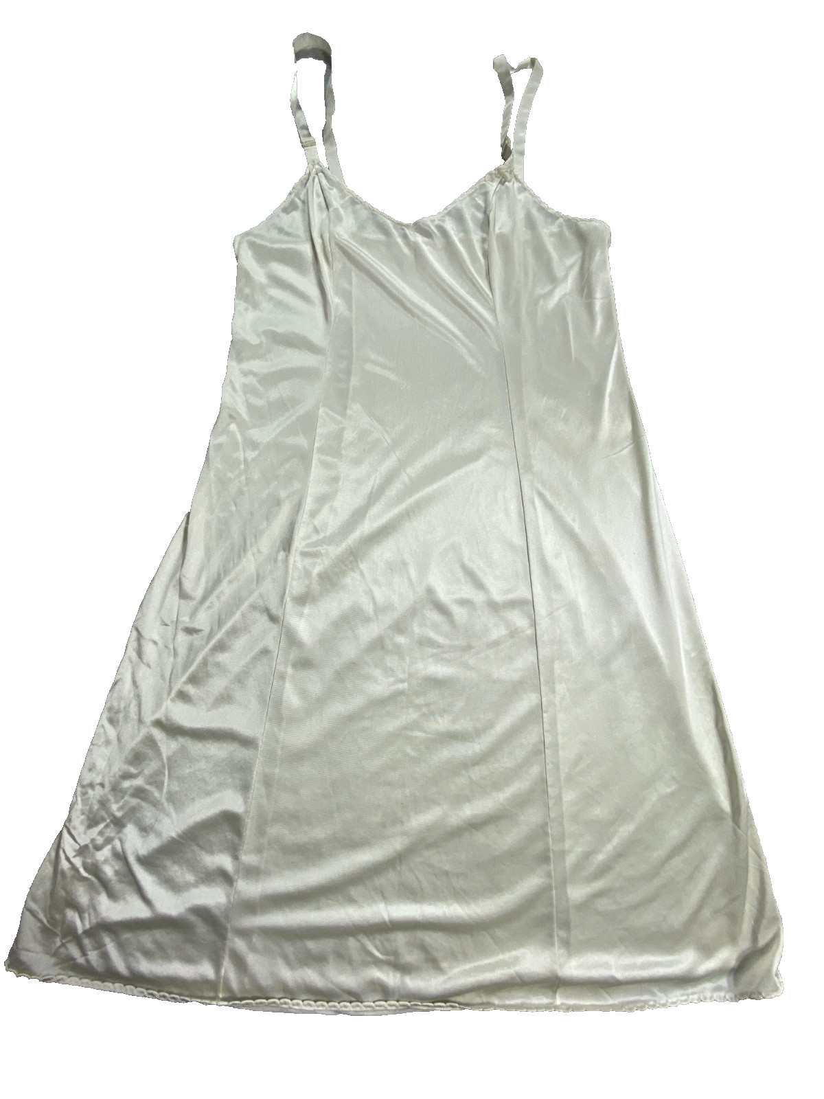 Vintage Leggs Slip Dress Womens M Cream Adjustable Straps Lace Trim Nightgown