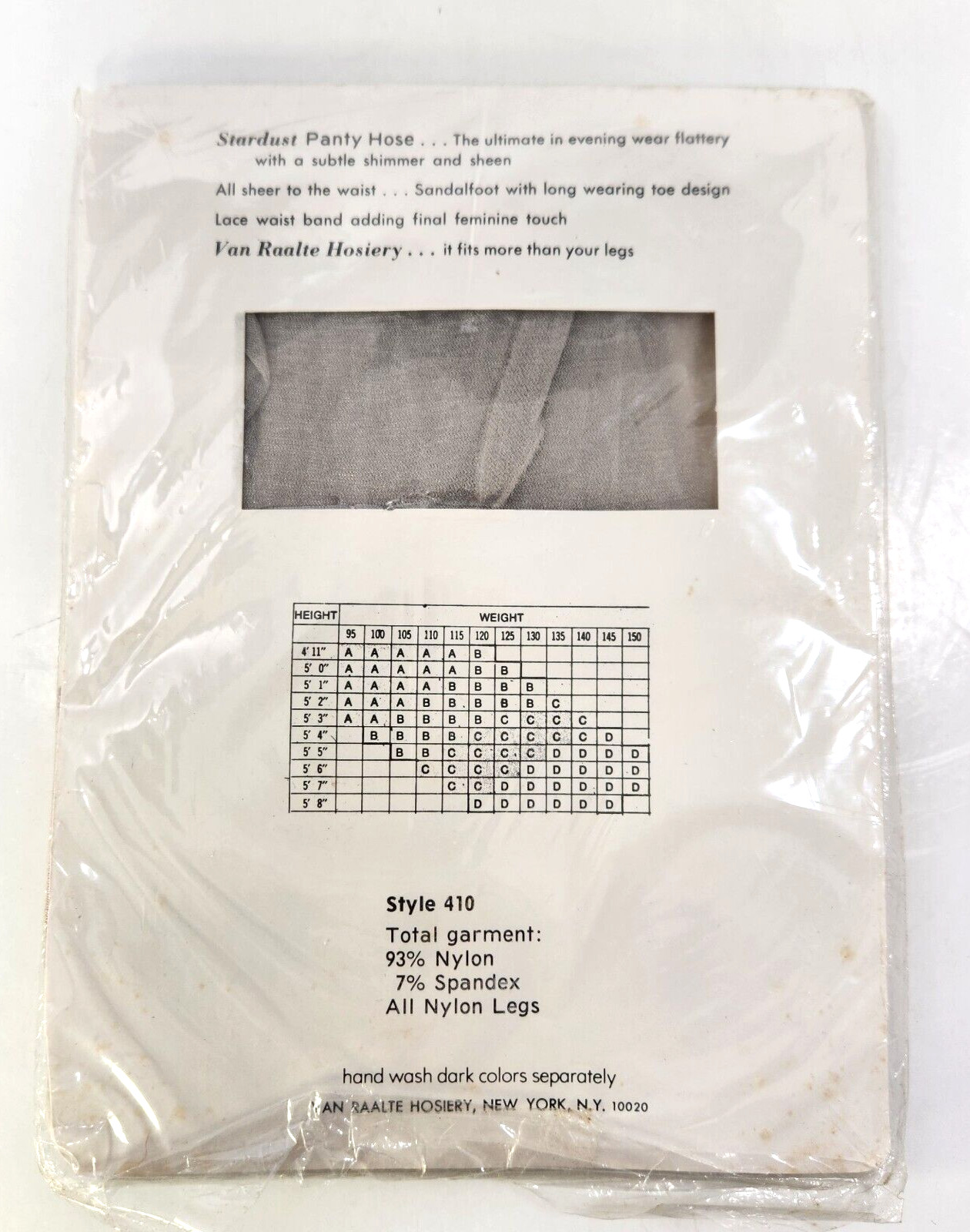 Van Raalte Stardust Panty Hose Platinum Size C Sheer to Waist Sandalfoot READ!