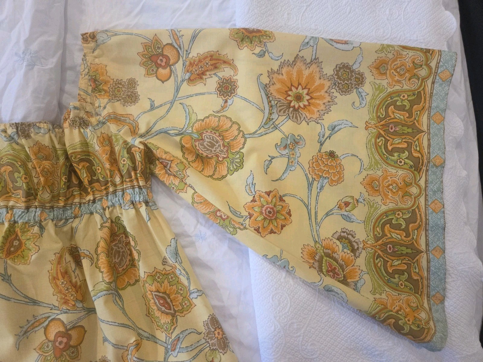 70s Vintage Maxi Dress Angel Sleeves Bloomcraft Du Pont Zepel Fabrics Handmade