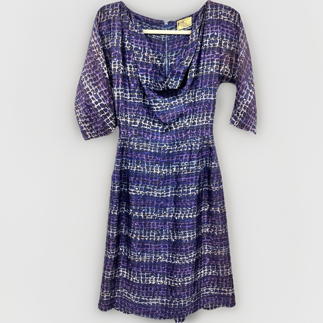 Vintage 60s Shirtwaist Dress Small Purple Abstract Stripped R&K Originals
