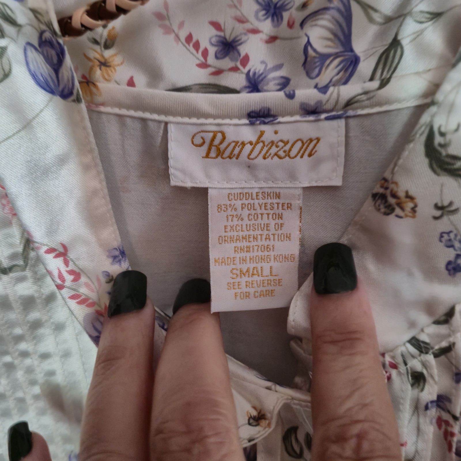 Vintage Barbizon Cuddleskin Satin Nightgown Womans Small Floral Sleepwear