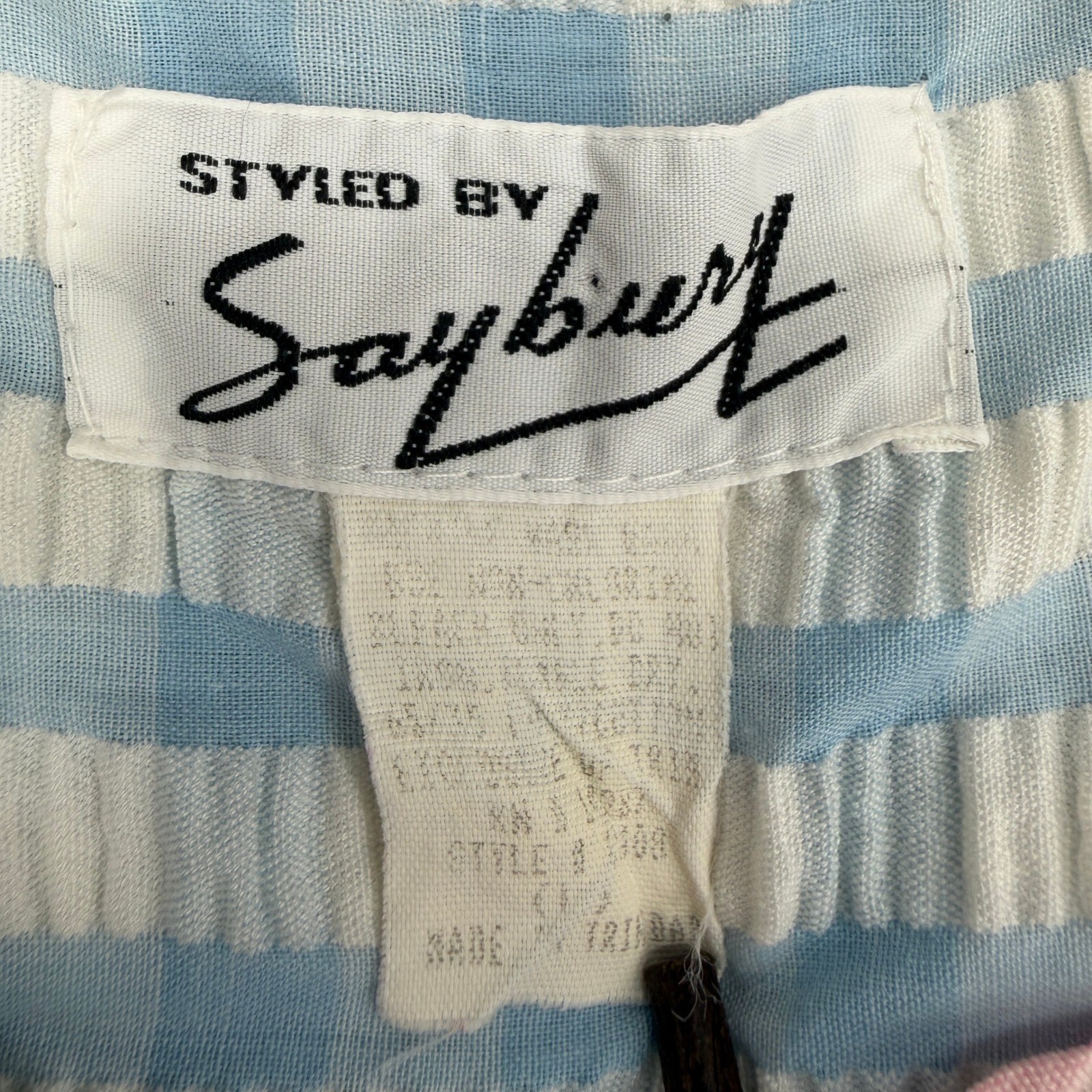 Vintage Styled by Saybury Gingham Seersucker Caftan Small Maxi Dress Pink Blue