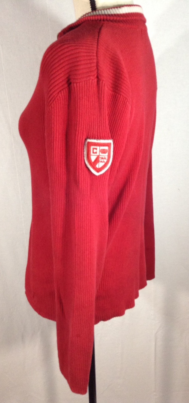 Chaps Vintage Women’s Polo Style Red Half Zipper Sweater With Logo Sz XL