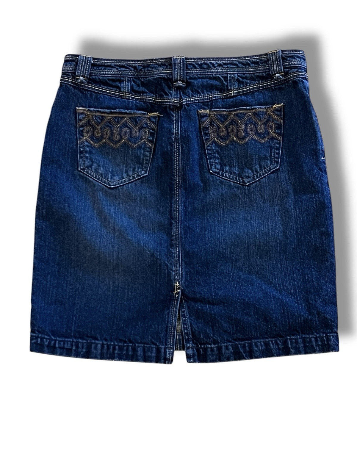 Vtg 90s Y2K Western Canyon River Blues Cowgirl Denim Skirt Contrast Stitch 4P