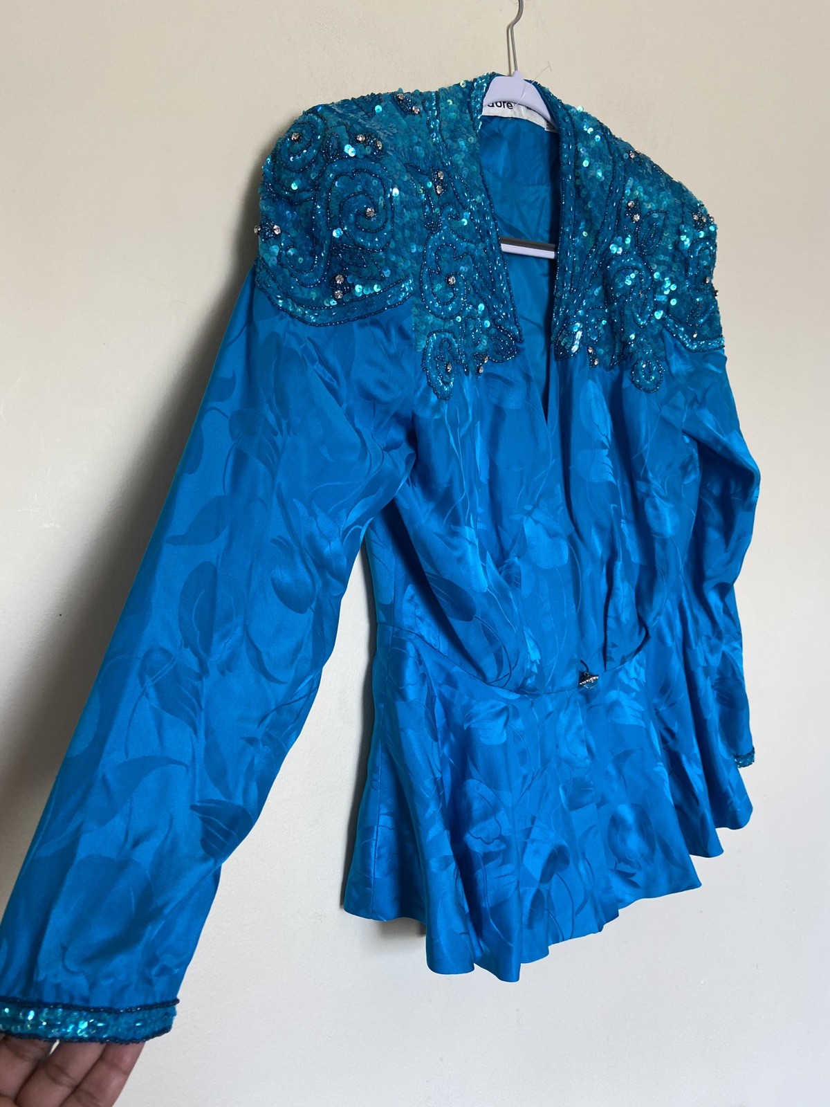 NWOT Vintage D’ore 100% Silk Sequin Beaded Paisley Embellished Jacket Sz 12