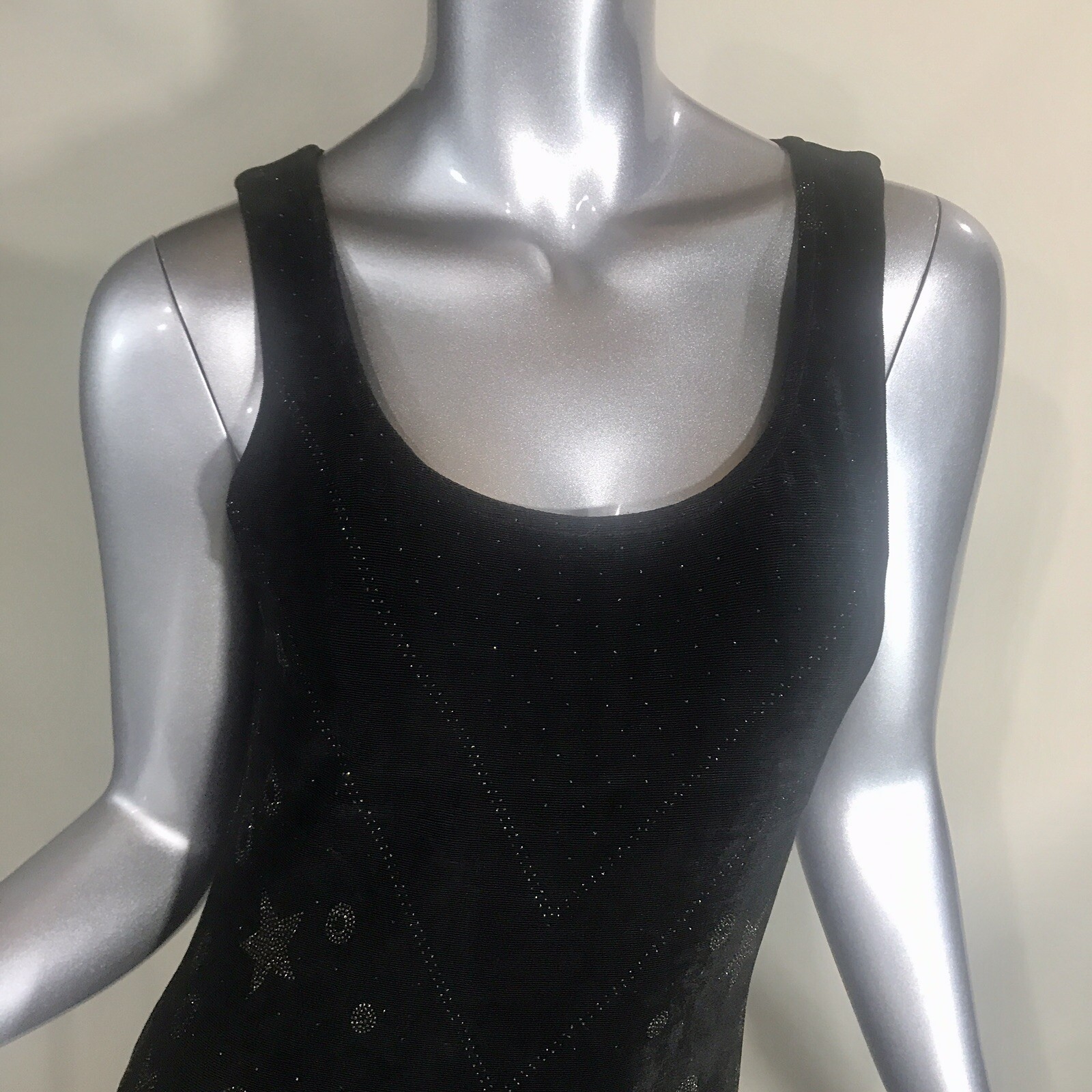 Vintage 90’s Mica Women’s Medium Fitted Black Astrological Stars Abstract Dress