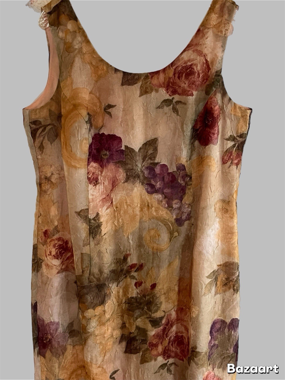 Virgo II Women’s Vintage Sheath Maxi Dress Size 14 Sleeveless Crepe Floral