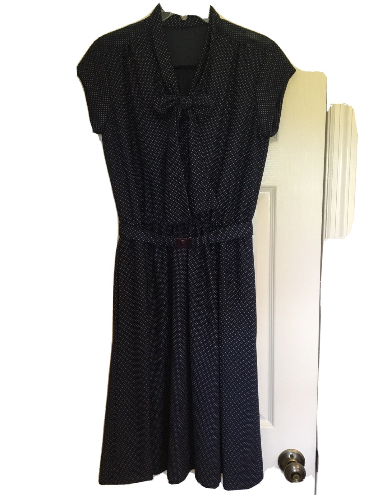 Vintage Polyester Unbranded Handmade Navy Dress/Costume Size Small with Belt