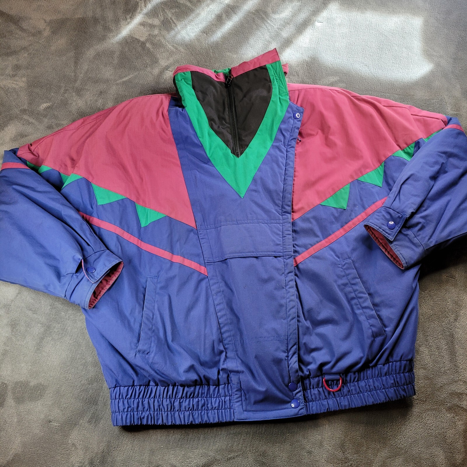 Vtg 90s Womens Kaotic by Andy Johns Large Wind Breaker Ski Puffer Jacket Coat